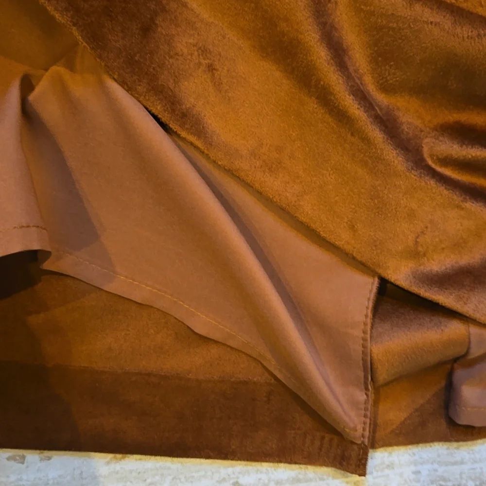 Talbot's Caramel Brown Faux Suede Stylish Pencil Skirt - Picture 3 of 7